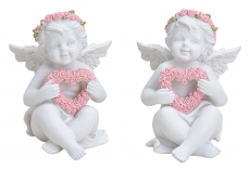 2 kleine Engel mit Rosenkranz und Rosenherz