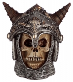 Kleiner Gothic-Totenkopf mit mittelalterlichem Hörner-Helm