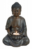 Buddha-Figur mit Teelichthalter, braun